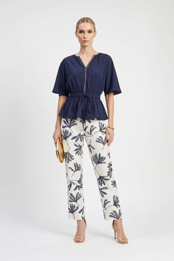 Verona  Embroidered Tencel Peplum Blouse - Reina Diaz