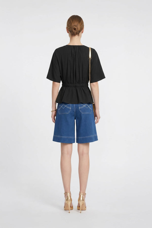 Verona  Embroidered Tencel Peplum Blouse - Reina Diaz