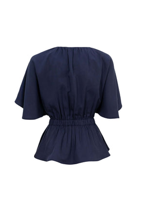 Verona  Embroidered Tencel Peplum Blouse - Reina Diaz