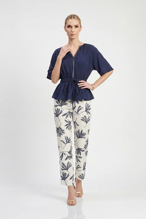 Verona  Embroidered Tencel Peplum Blouse - Reina Diaz