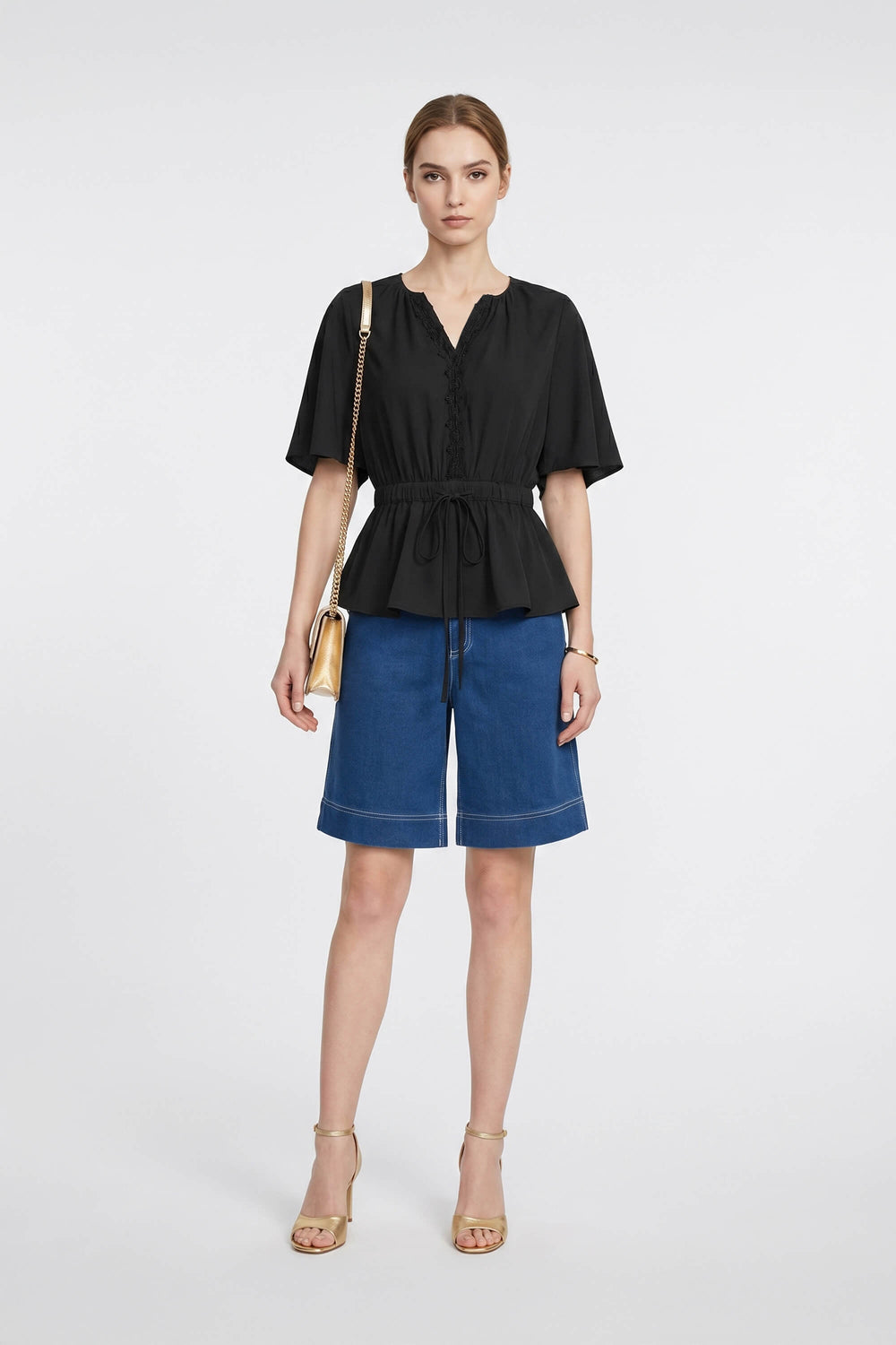 Verona  Embroidered Tencel Peplum Blouse - Reina Diaz