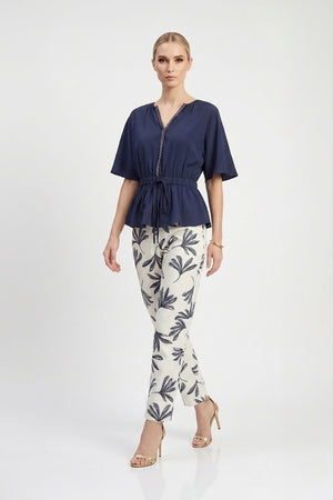 Verona  Embroidered Tencel Peplum Blouse - Reina Diaz