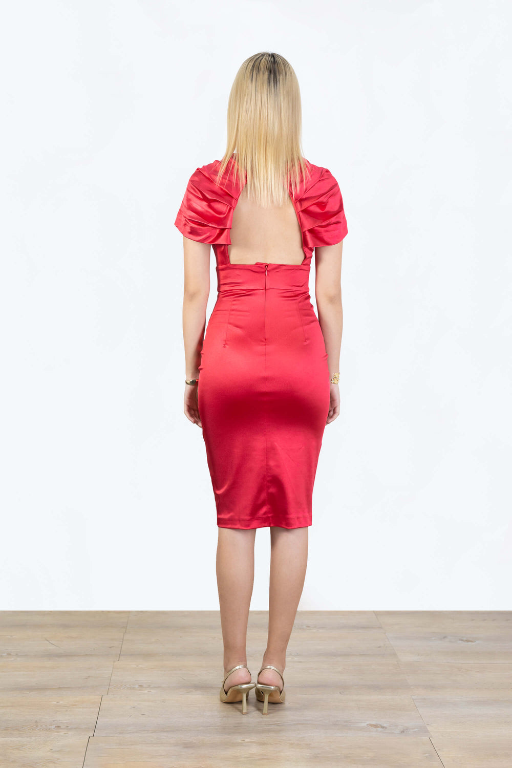 Gabriela Satin Midi Vestido