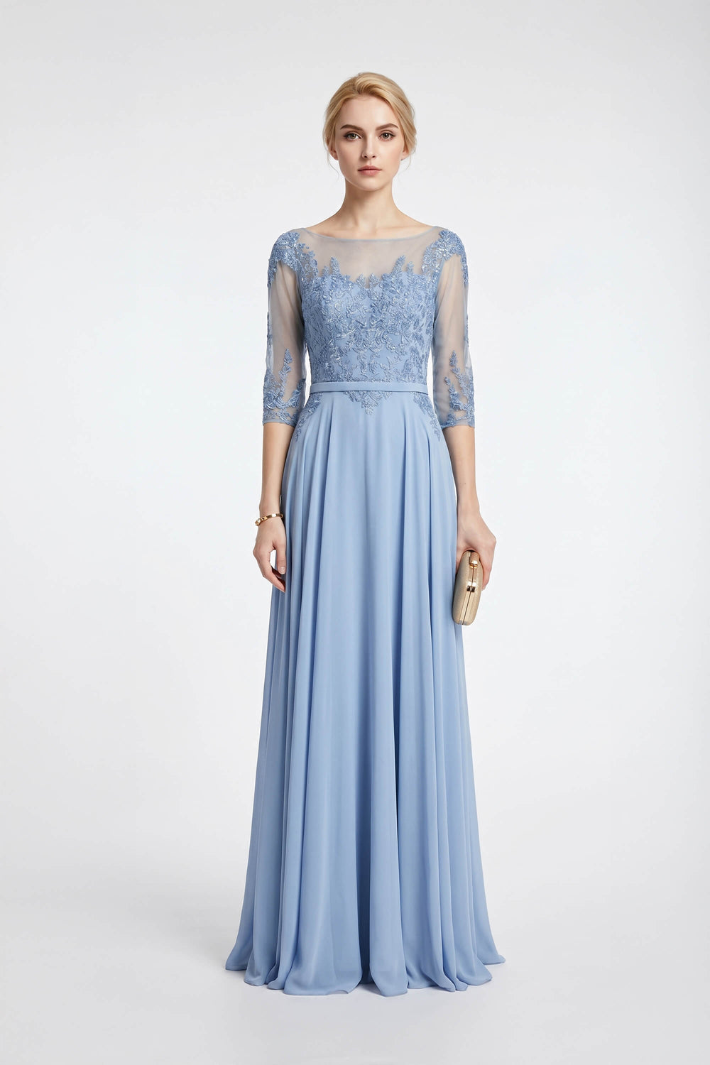 Victoria Bateau 3/4-Sleeve Vestido Fiesta - Reina Diaz