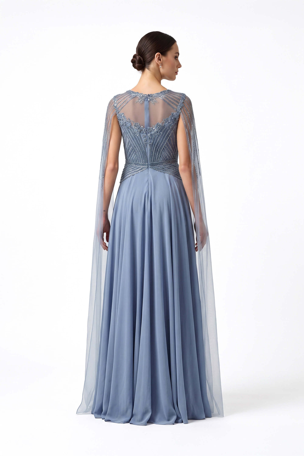 Victoria Cape Beaded Maxi Vestido 421468 CIE - Reina Diaz