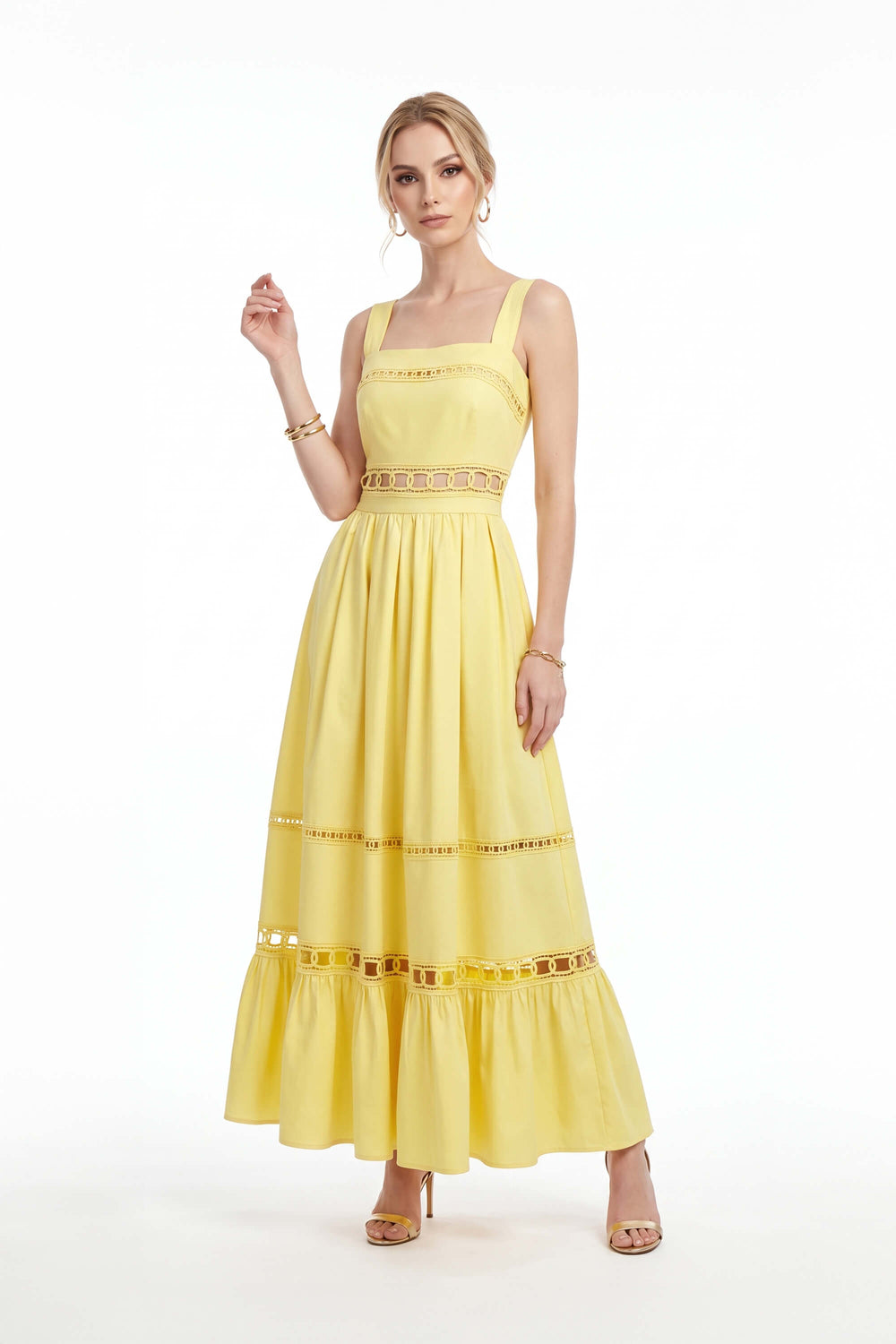 Victoria Cutout Lace Maxi Vestido 526280 AMA - Reina Diaz