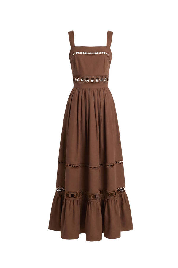Victoria Cutout Lace Maxi Vestido 526280 CAF - Reina Diaz