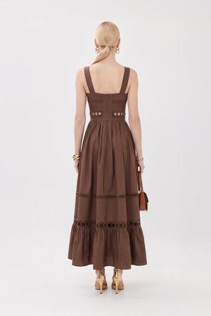 Victoria Cutout Lace Maxi Vestido 526280 CAF - Reina Diaz