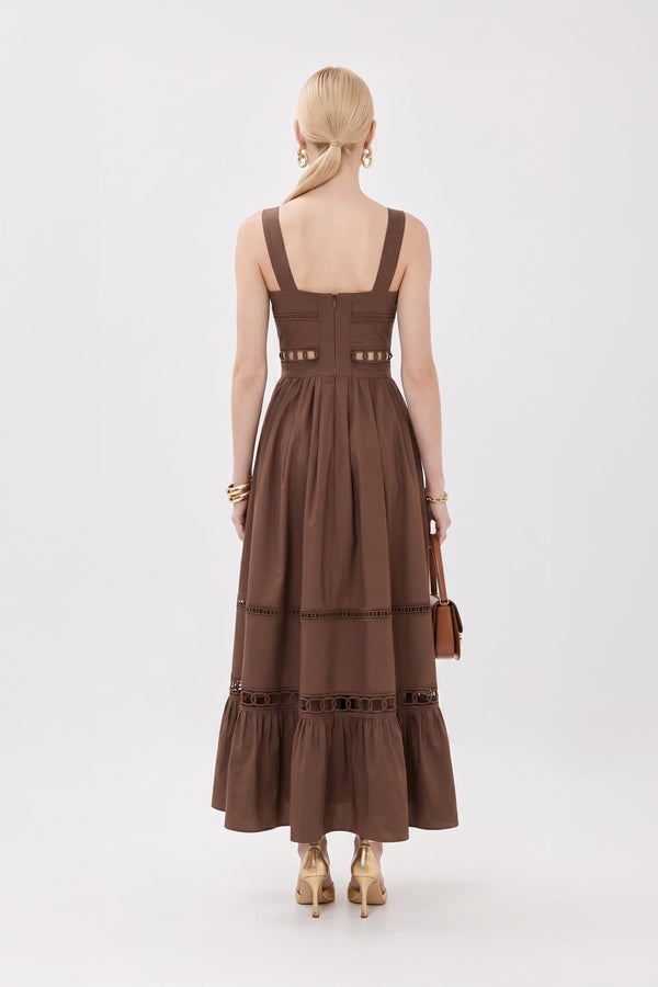 Victoria Cutout Lace Maxi Vestido 526280 CAF - Reina Diaz