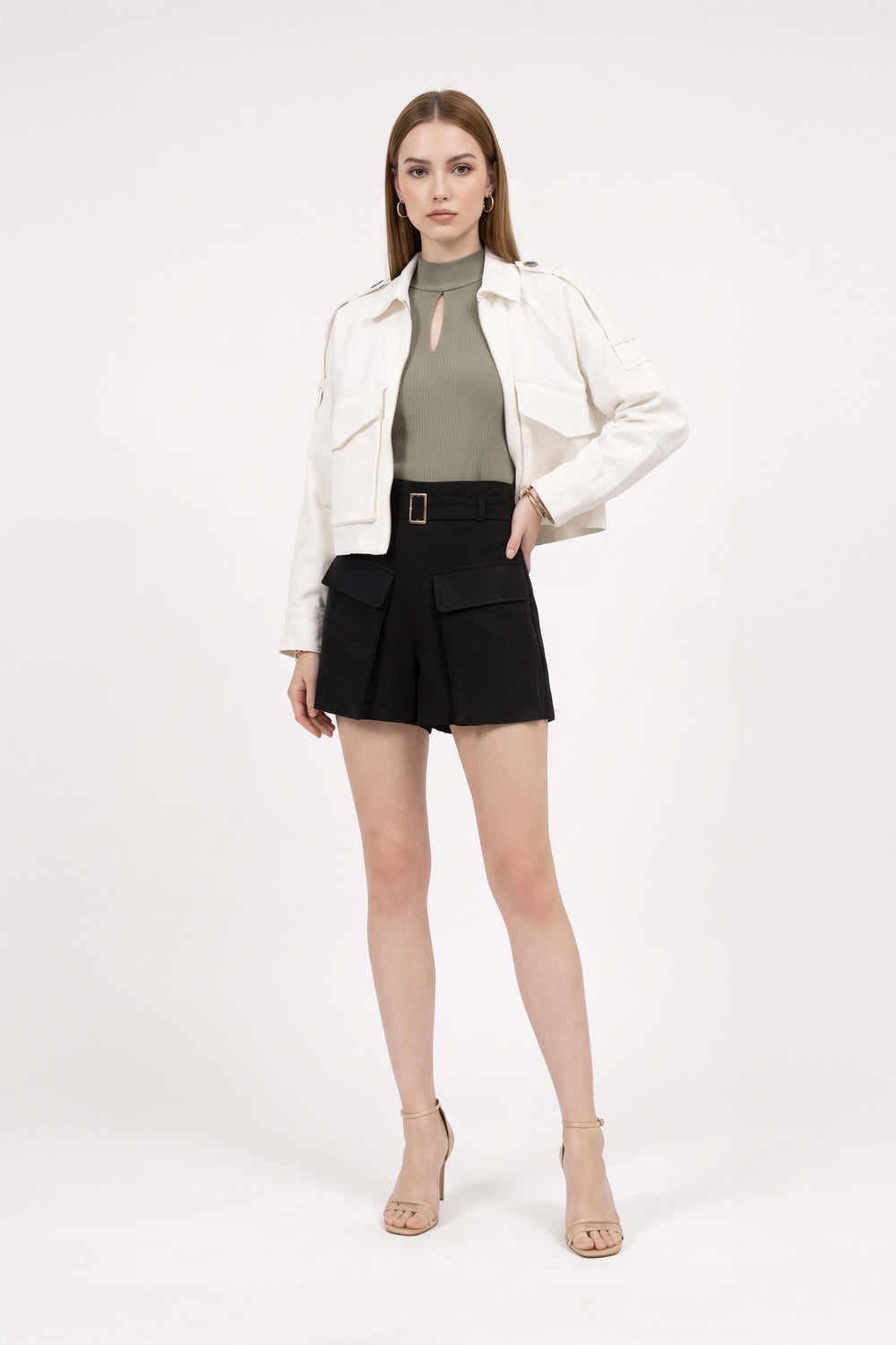 Victoria Utility Cropped Chamarra 700488 HUE - Reina Diaz