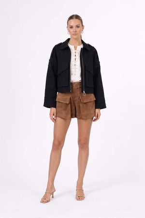 Victoria Utility Cropped Chamarra 700488 NEG - Reina Diaz