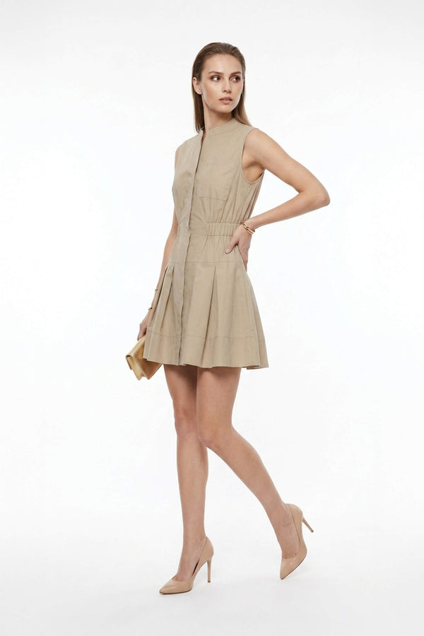 Viena Sleeveless Pleated Mini Vestido - Reina Diaz