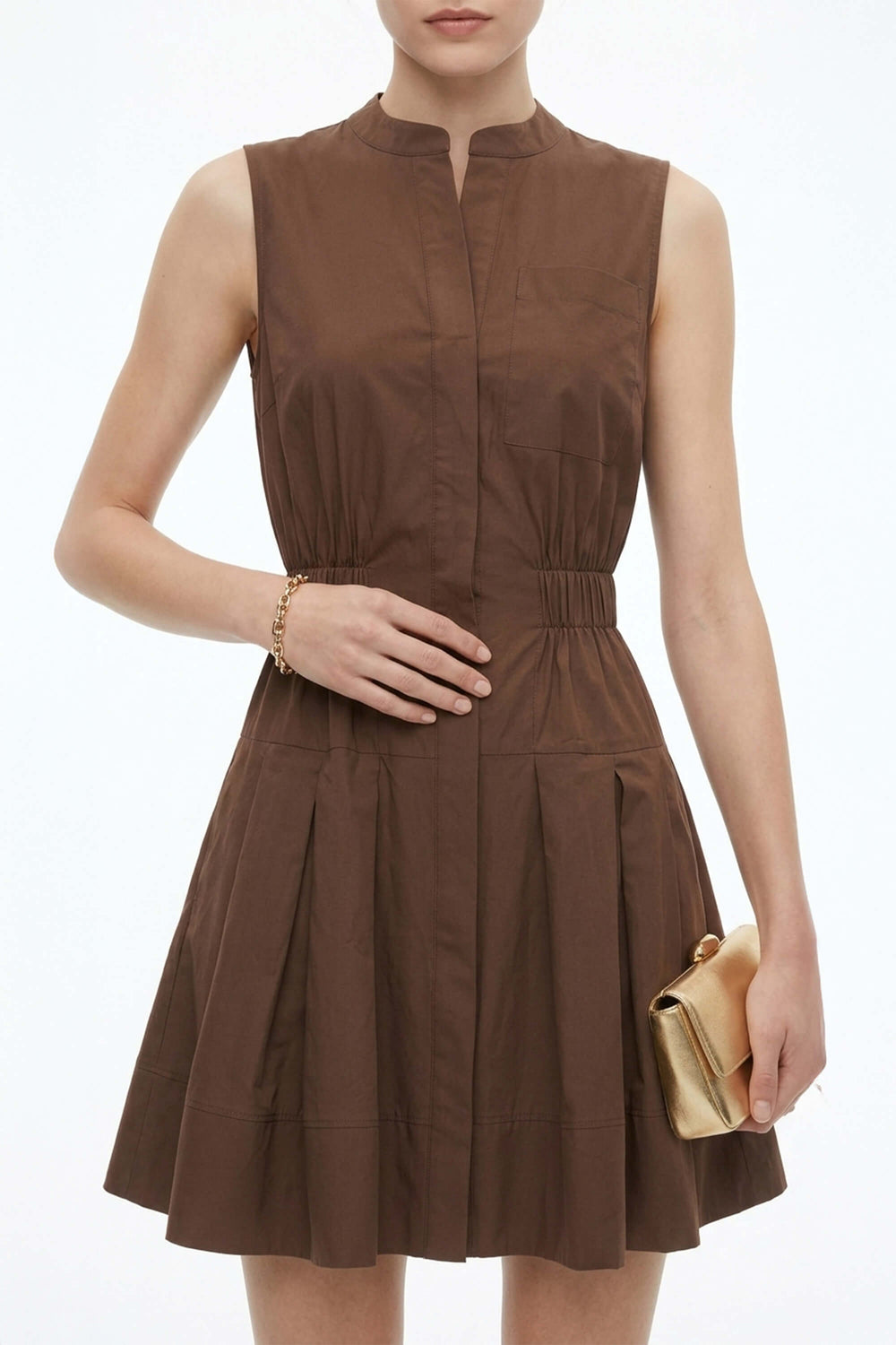 Viena Sleeveless Pleated Mini Vestido - Reina Diaz