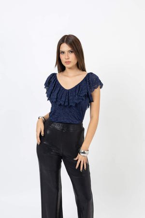 Viviana Ruffle-Overlay Sleeveless Top 752901 - Reina Diaz