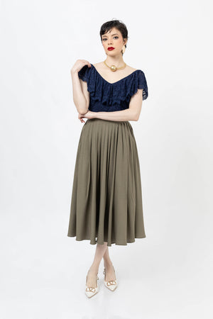 *Viviana Ruffle-Overlay Sleeveless Top 752901 MAR - Reina Diaz