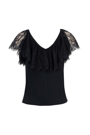 *Viviana Ruffle-Overlay Sleeveless Top 752901 NEG - Reina Diaz