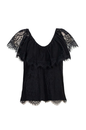 *Viviana Ruffle-Overlay Sleeveless Top 752901 NEG - Reina Diaz