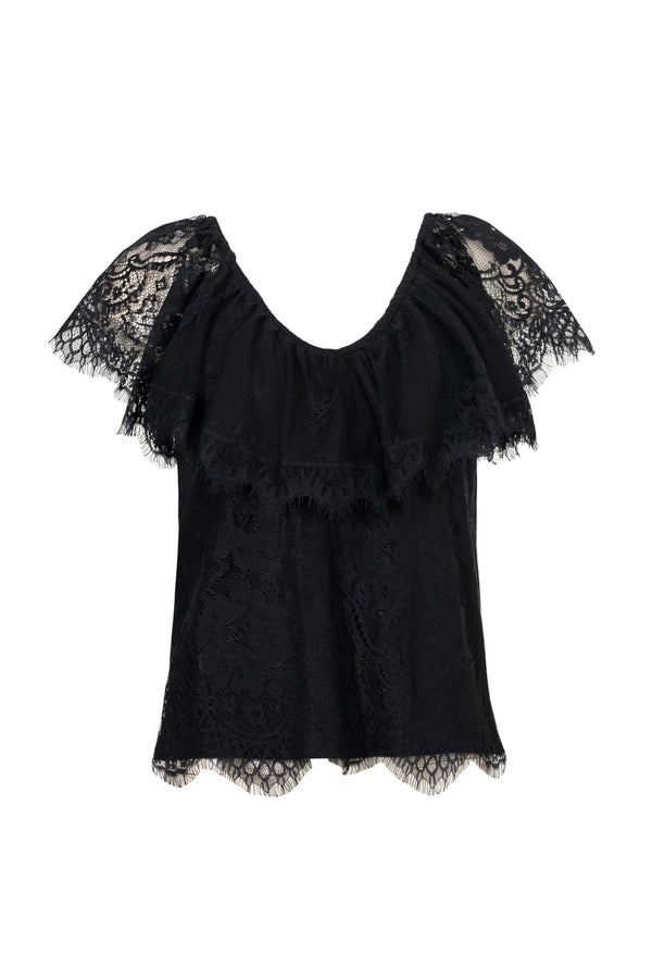 *Viviana Ruffle-Overlay Sleeveless Top 752901 NEG - Reina Diaz