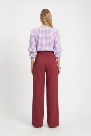 Viviana Wide-Collar Bishop-Sleeve Blusa 752996 - Reina Diaz