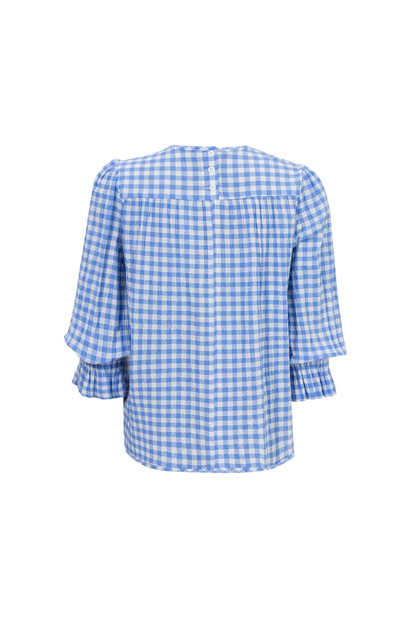 Viviana Wide-Collar Bishop-Sleeve Blusa 752996 - Reina Diaz