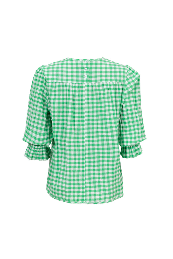 Viviana Wide-Collar Bishop-Sleeve Blusa 752996 - Reina Diaz