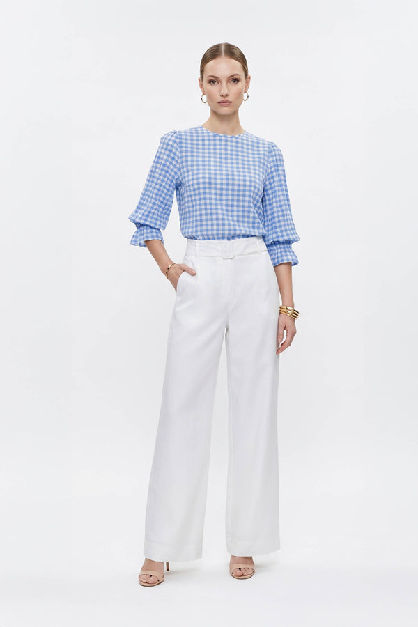 Viviana Wide-Collar Bishop-Sleeve Blusa 752996 - Reina Diaz