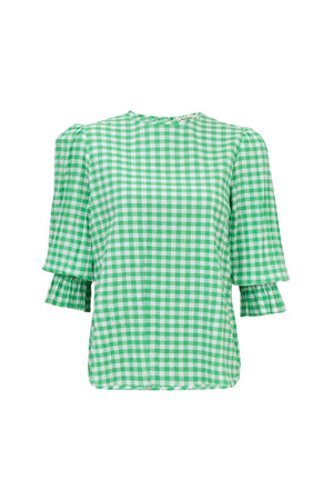 Viviana Wide-Collar Bishop-Sleeve Blusa 752996 - Reina Diaz