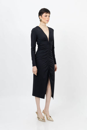 Wendy Ruched V - Neck Vestido - Reina Diaz