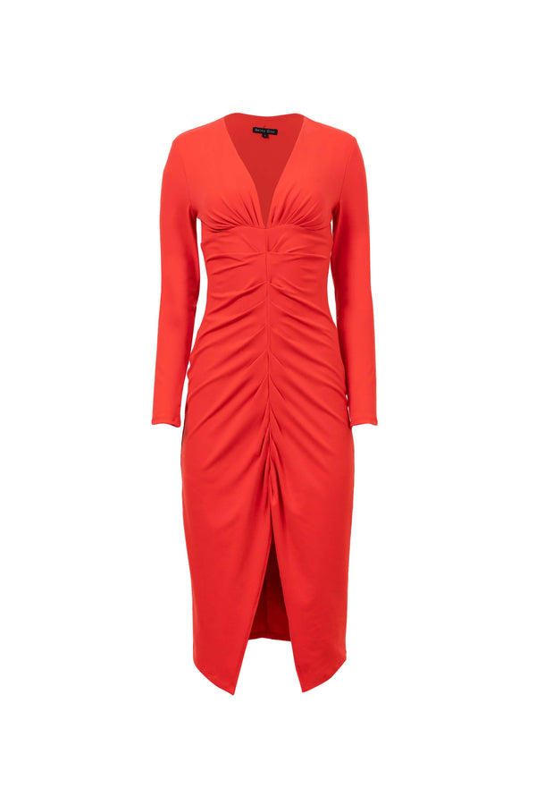 Wendy Ruched V - Neck Vestido - Reina Diaz